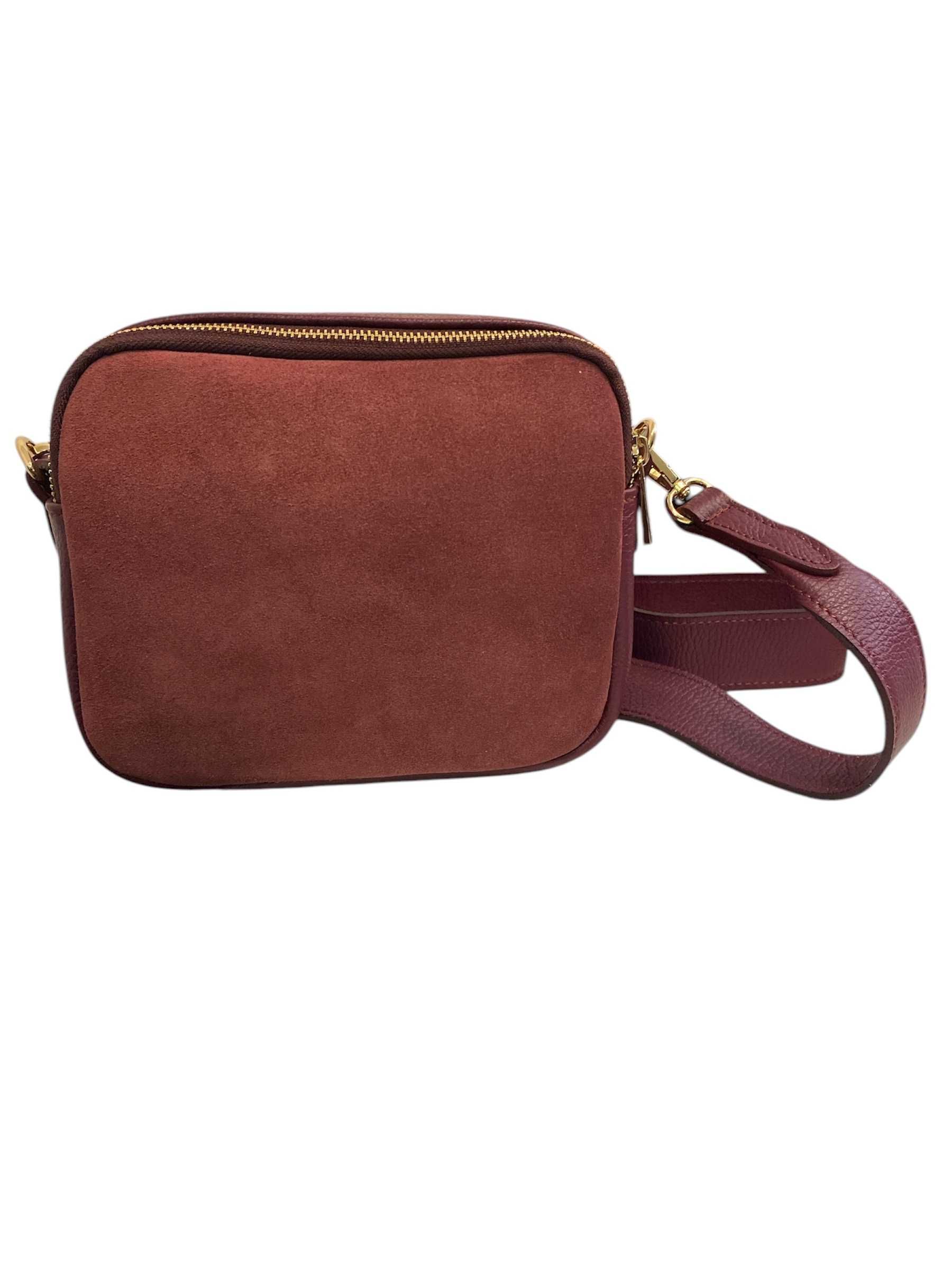 Torebka włoska Vera Pelle CROSSBODY skóra naturalna BORDOWA