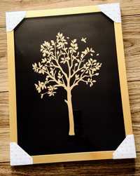 Nowy obraz złoty czarny ramka drzewo glamour ArtisArt plakat 30x40