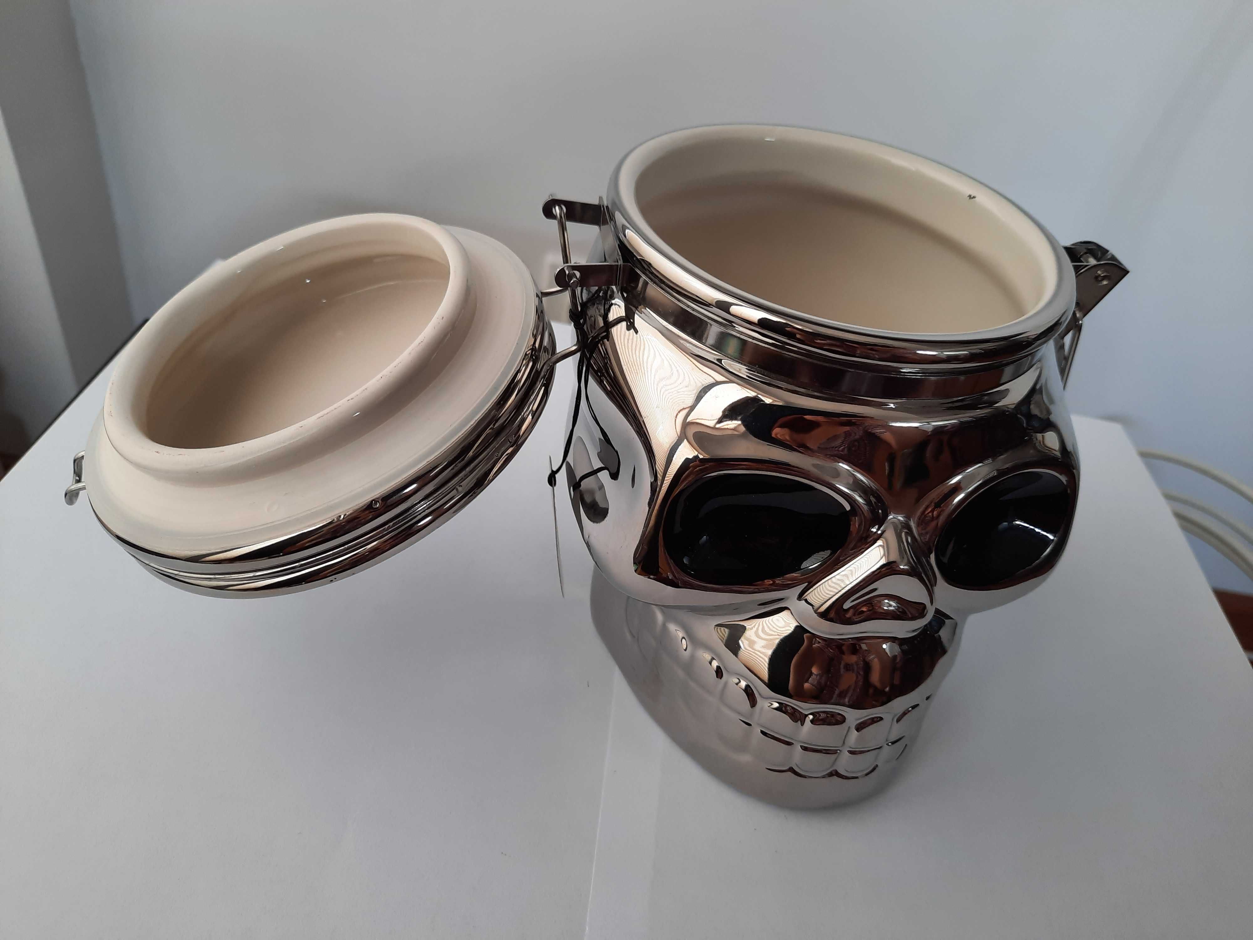 Cookie jar silver skull pojemnik na ciasteczka słoik srebrna czaszka