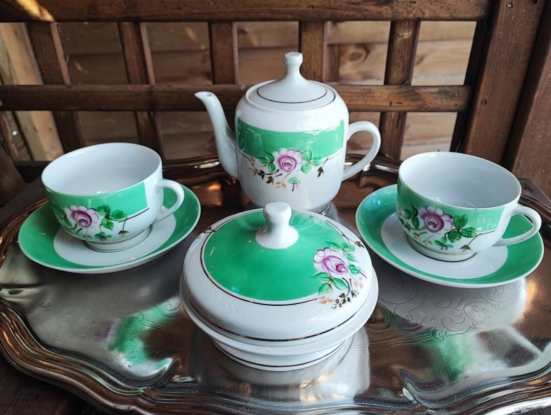 Nowy Zestaw do herbaty (imbryk+Cukernica+2 Duo) ZSRR 1970 Dodbysz