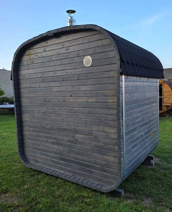 Sauna ogrodowa beczka QUADRO 180cm z piecem i oświetleniem