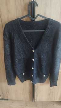 Sweter sweterek kardigan damski alpaka alpakowy kolor czarny ozdobne g