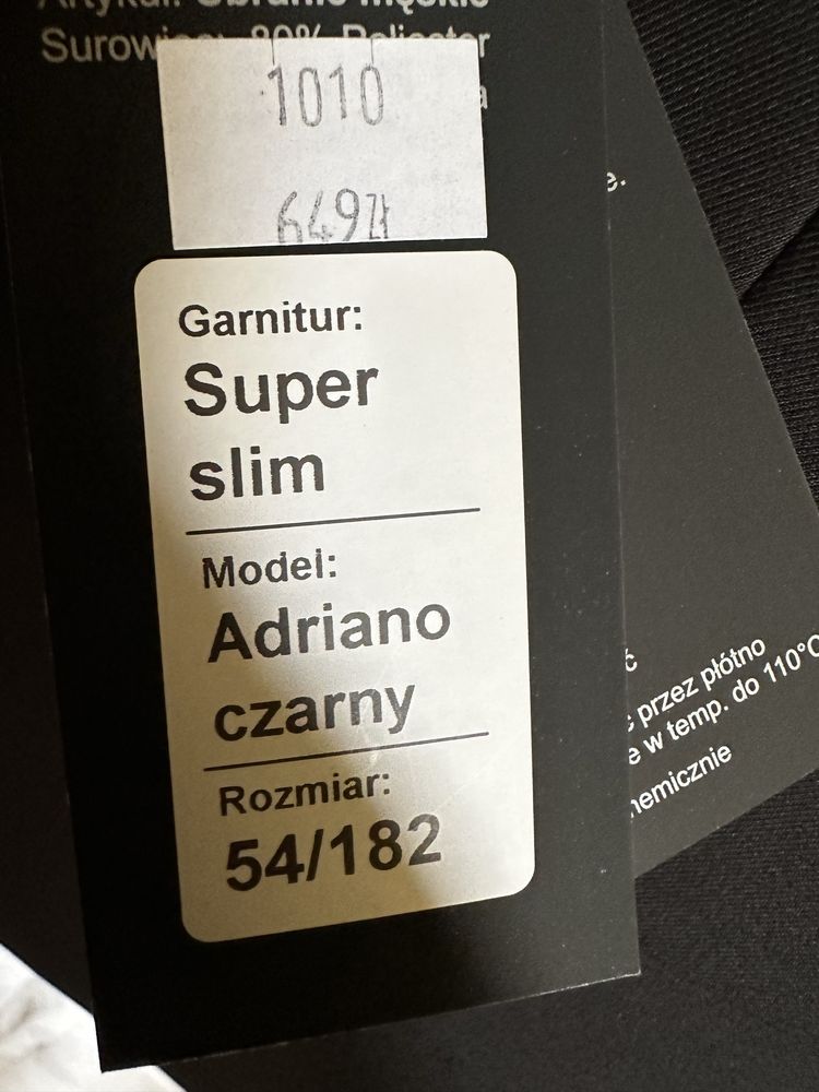 Nowy Garnitur męski Czarny Klasyczny Elegancki 54/182  Kotex
