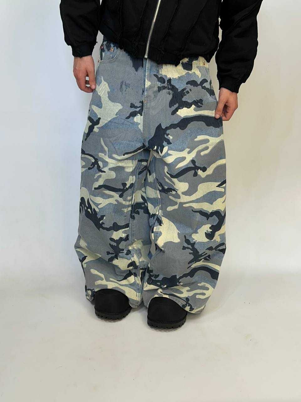Штани джинсы камо camo голубые серые камуфляж baggy джинси штаны