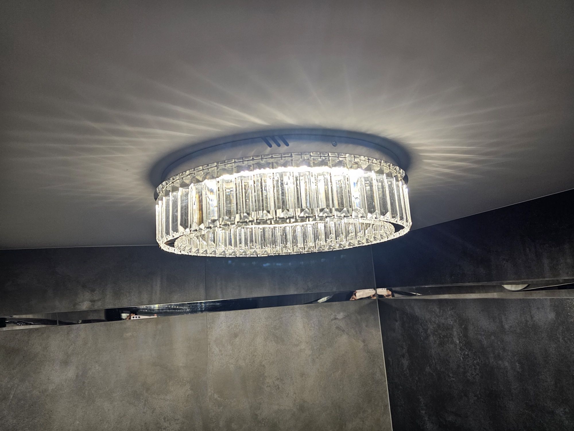 Kryształowy żyrandol LED plafon 40 cm srebrny