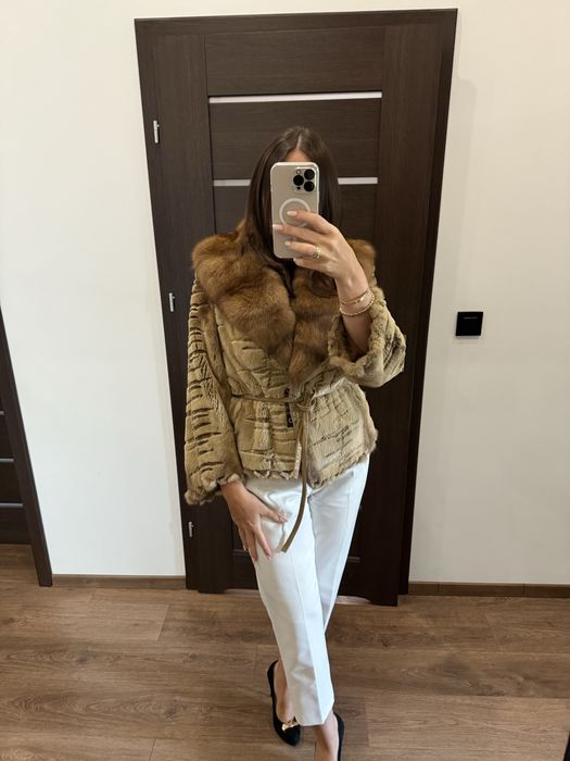 Futro z norek, grzbiety, kolnierz sobole, r. od XS do M