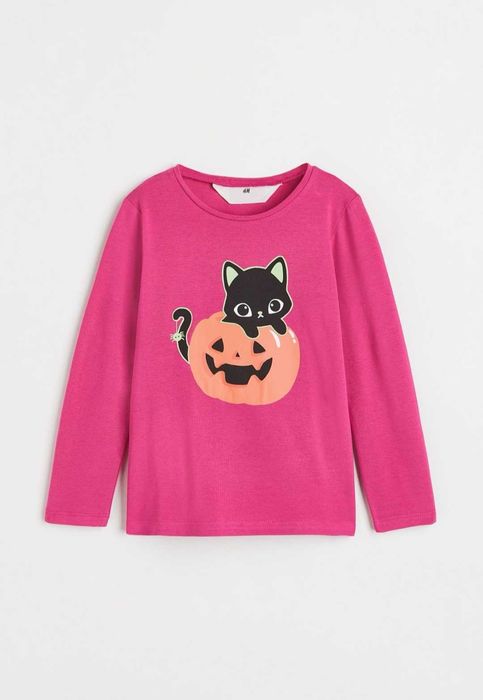Bluzka H&M Dynia Kot Halloween 110-116cm
