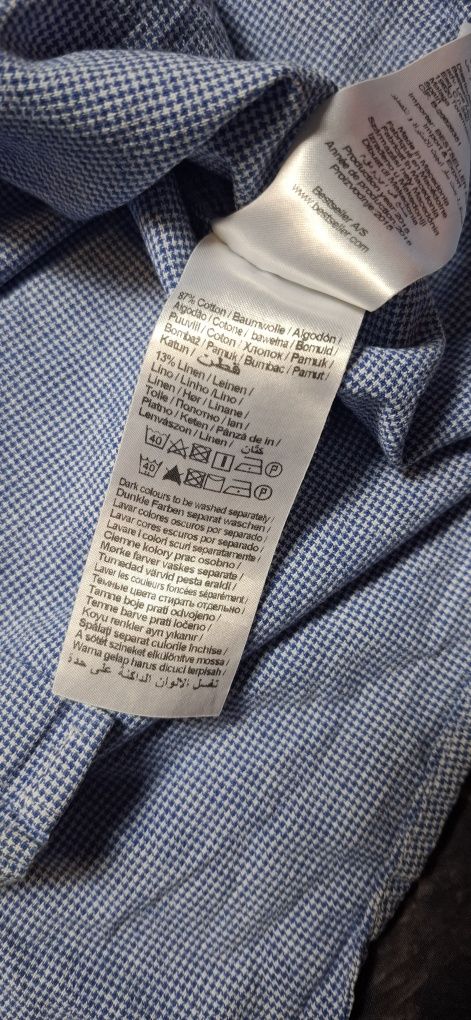 Jack&Jones koszula męska z długim rękawem, w kratkę, len, premium
