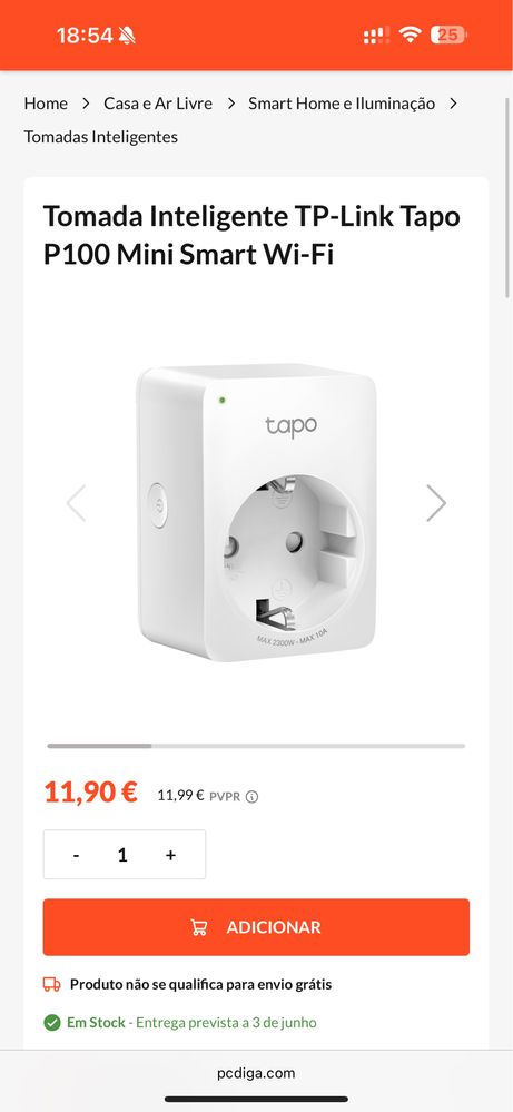 3 Tomadas Inteligente TP-Link Tapo P100 Mini Smart Wi-Fi