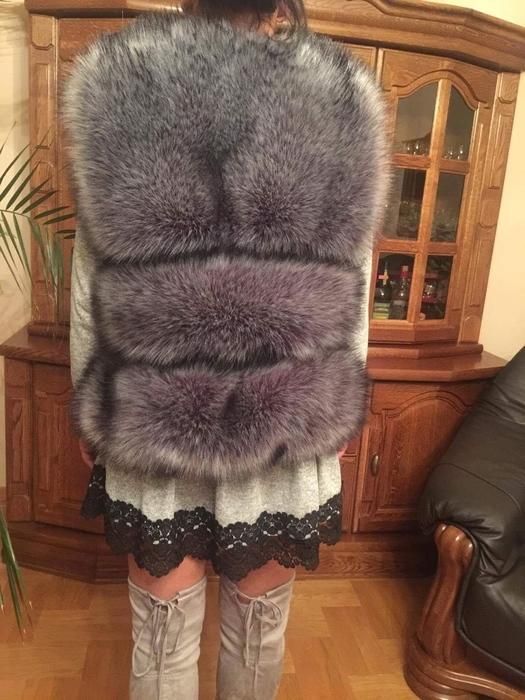 Kamizelka futrzana czarno srebrna hit