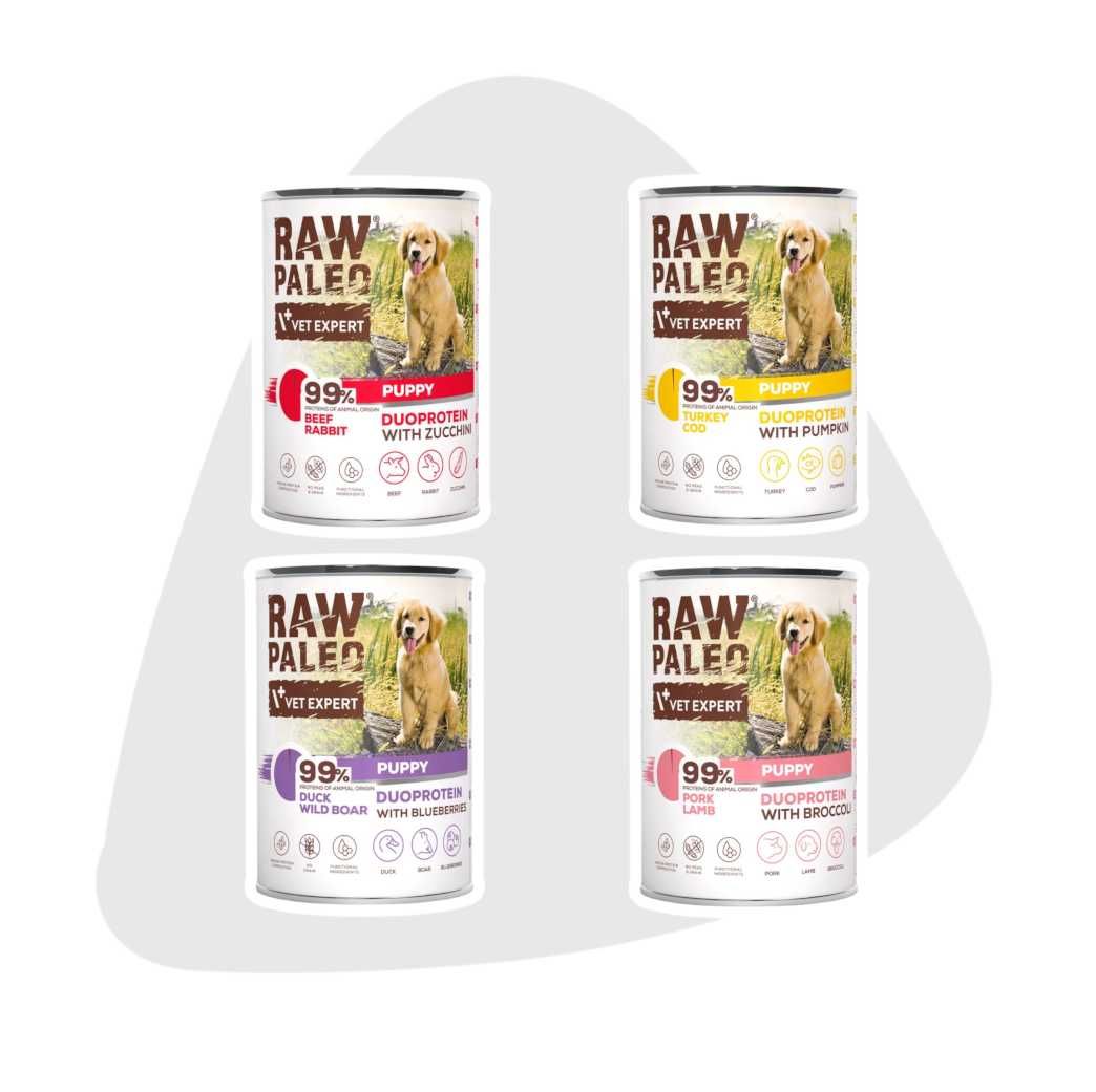 Raw Paleo Puppy Mix smaków 6x400g Duoproteinowa
