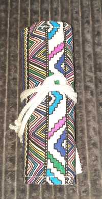 Piórnik dla dziewczynki asteckie wzory,bawelna,sznurek Prezent,