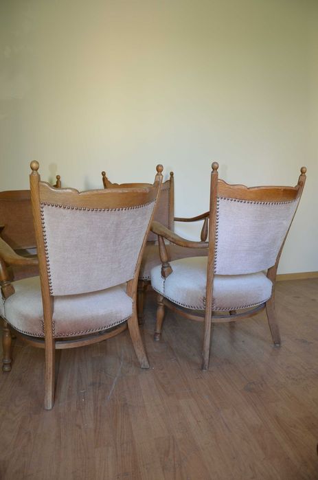 Fotele Drewniane Fotele Ażurowe Retro, Stylowe Fotele na Sprężynach