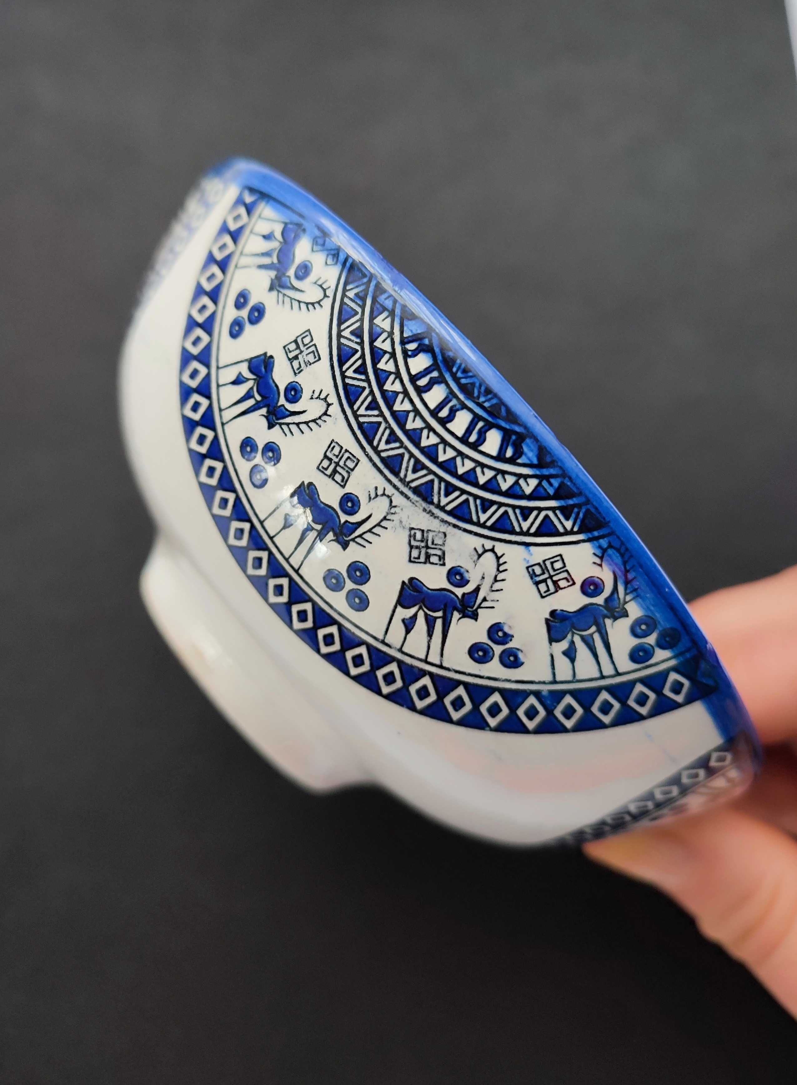 Вінтажна глибока керамічна тарілка миска ручної роботи, Марокко