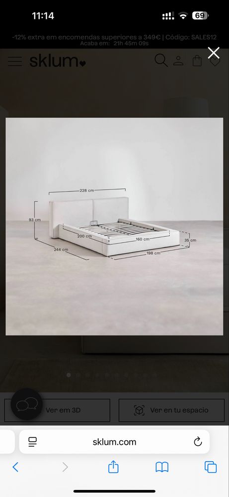 Cama com estrado elevatorio sklum