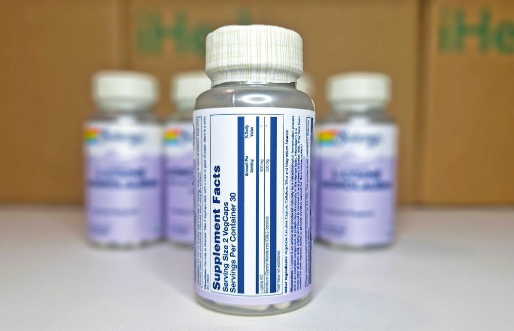 L-лизин и монолаурин Solaray, 1:1, 500 мг, 60 шт. L-Lysine Monolaurin.