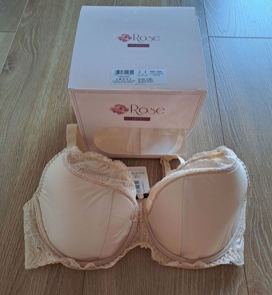 Biustonosz Atlantic, rozmiar 75E, full cup, beżowy