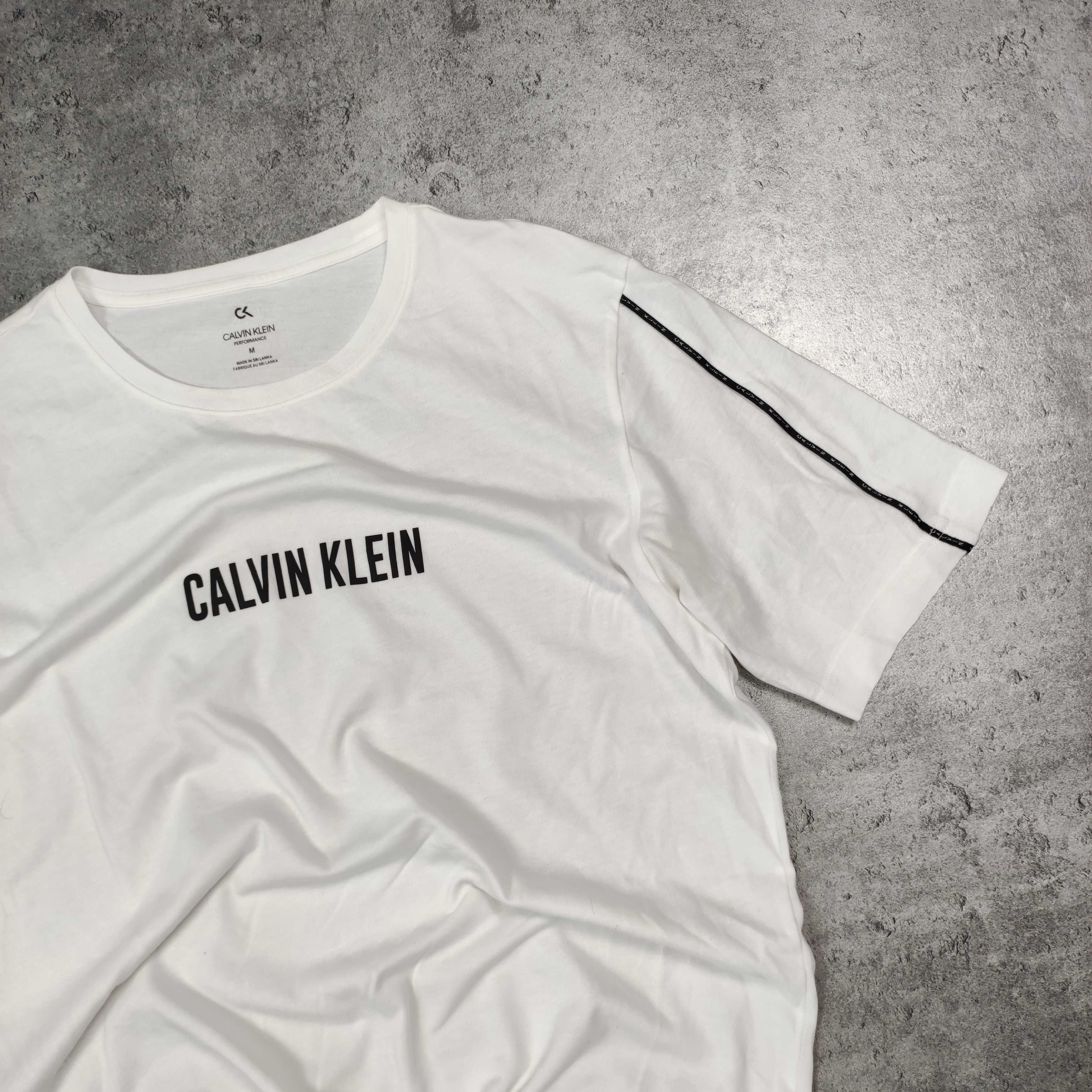MĘSKA Koszulka PREMIUM Biała Duże Logo Lekka Calvin Klein Performance