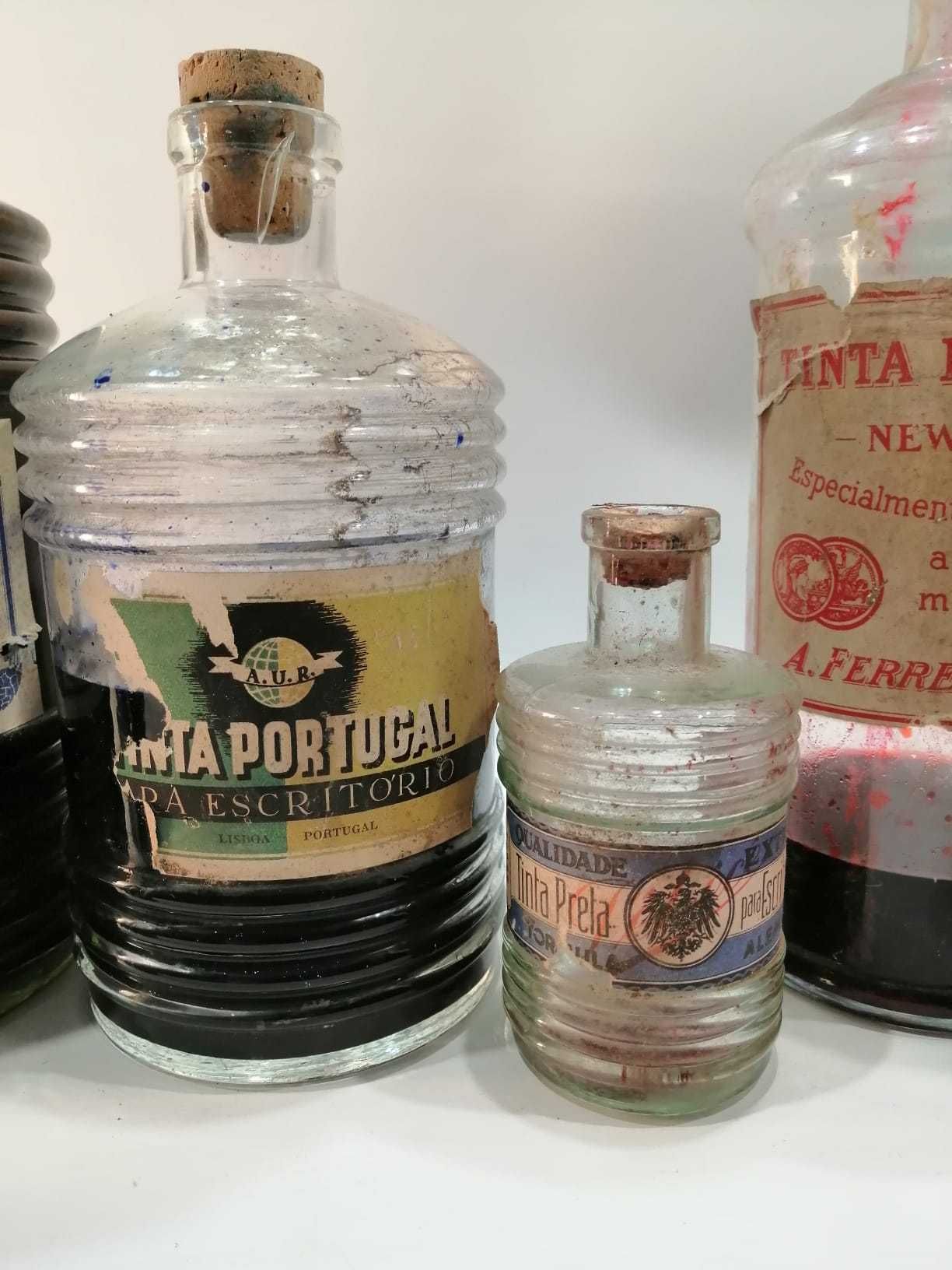 Frascos antigos de tinta para escrita e carimbos - Anos 40