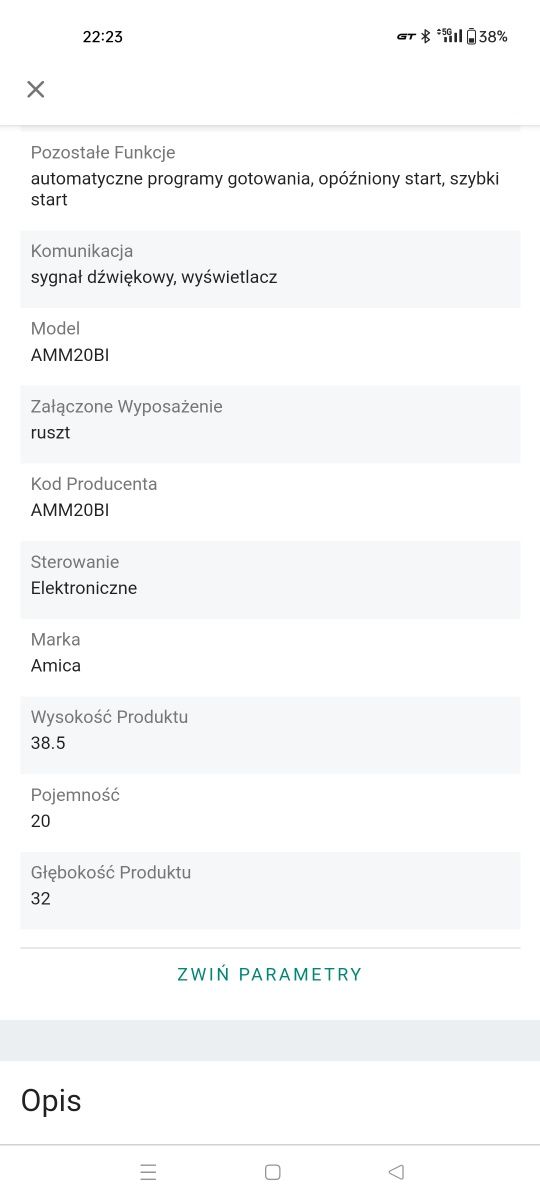 Amica Kuchenka mikrofalowa mikrofalówka bez zabudowy