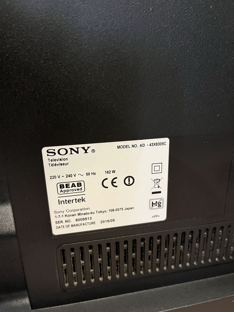 Sony 43 дюйми модель 43X8305C  без підставки