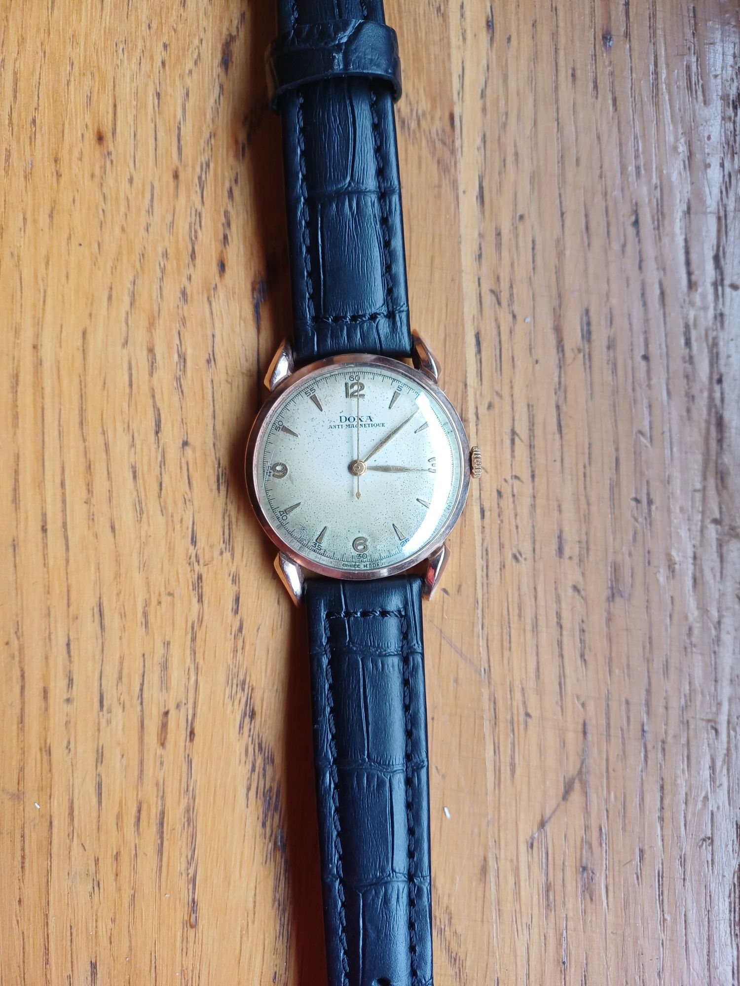 Złoty zegarek 14k Doxa antimagnetique lata 50-te