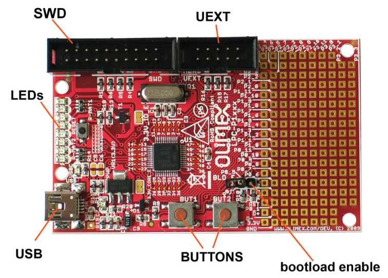 Отладочная плата Olimex LPC-P1114 на базе NXP LPC1114, ядро Cortex-M0