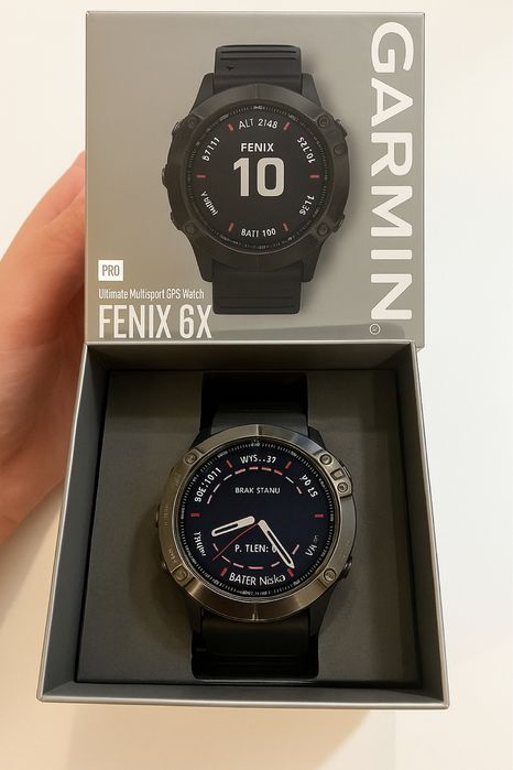 Garmin Fenix 6X Pro – sprawny, pełny zestaw