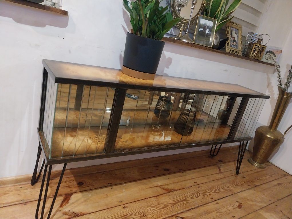 Retro komoda jamnik witryna lata 60te czeczota loft vintage lustra prl