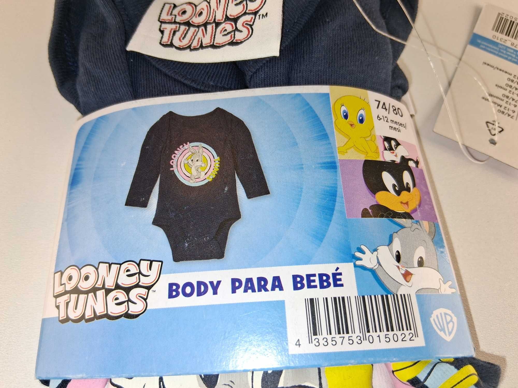 A037 Body Niemowlęce Looney Tunes Długi Rękaw Granatowe Rozmiar 74/80