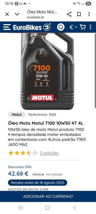Oleo moto motul 7100, 10w30