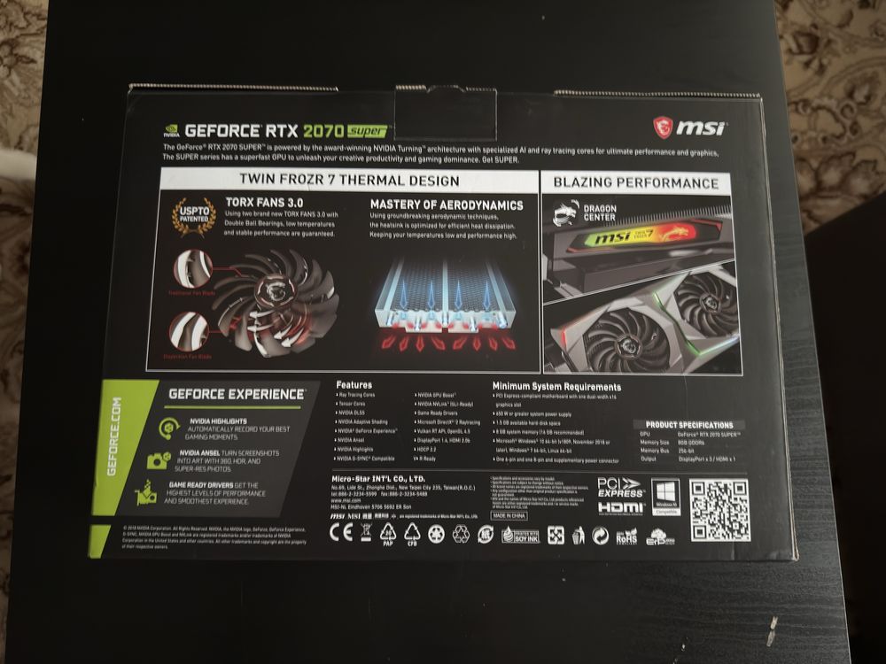Msi Geforce RTX 2070 SUPER Gaming X 8GB GDDR6