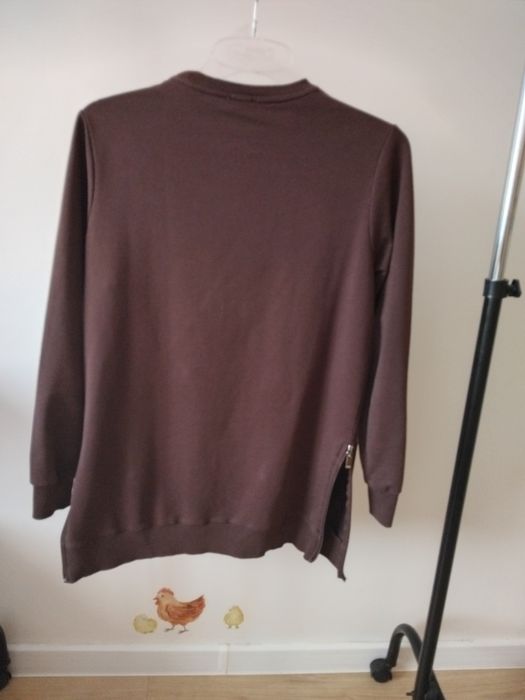 Bluza Crossjeans XS S brązowa czekoladowa bawelna dłuższa trend sporto