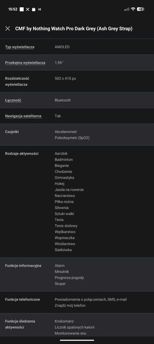 Zegarek CMF by Nothing Watch Pro Dark Grey (Ash Grey Strap)