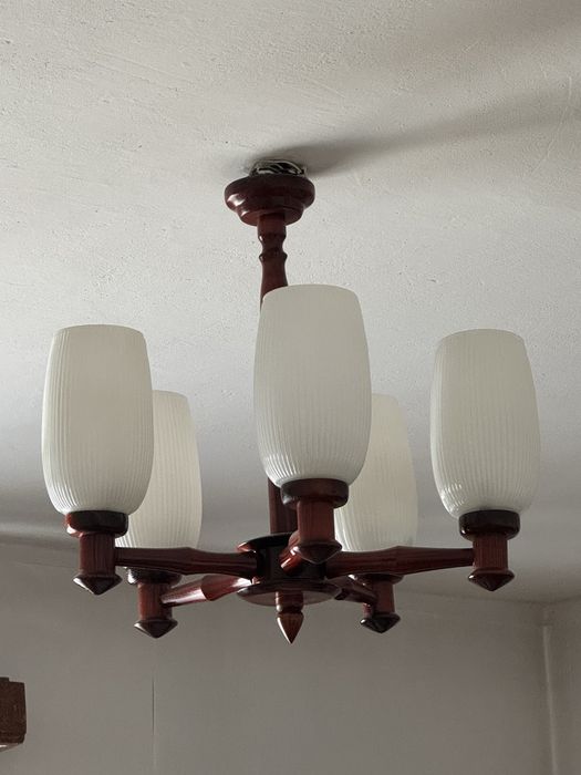 Żyrandol drewniany 5 ramienny