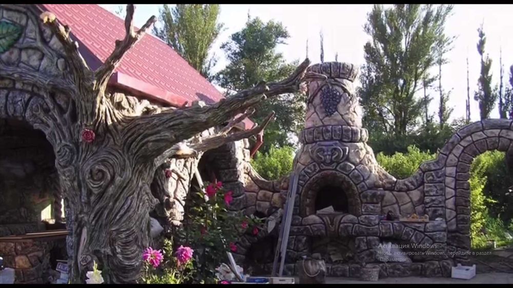 Беседка барбекю из арт-бетона