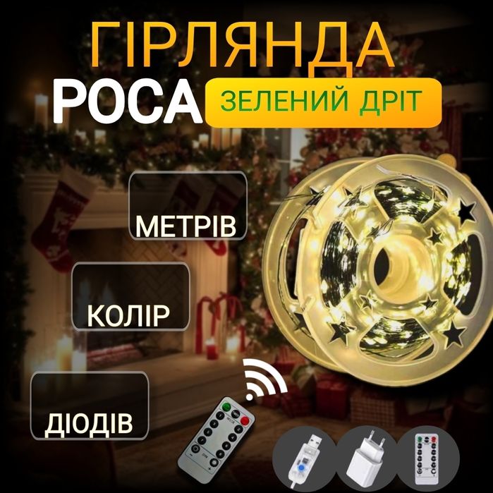 Гірлянда роса  та зрозмірах 200, 100, 50, 30,  20, 10 метрів