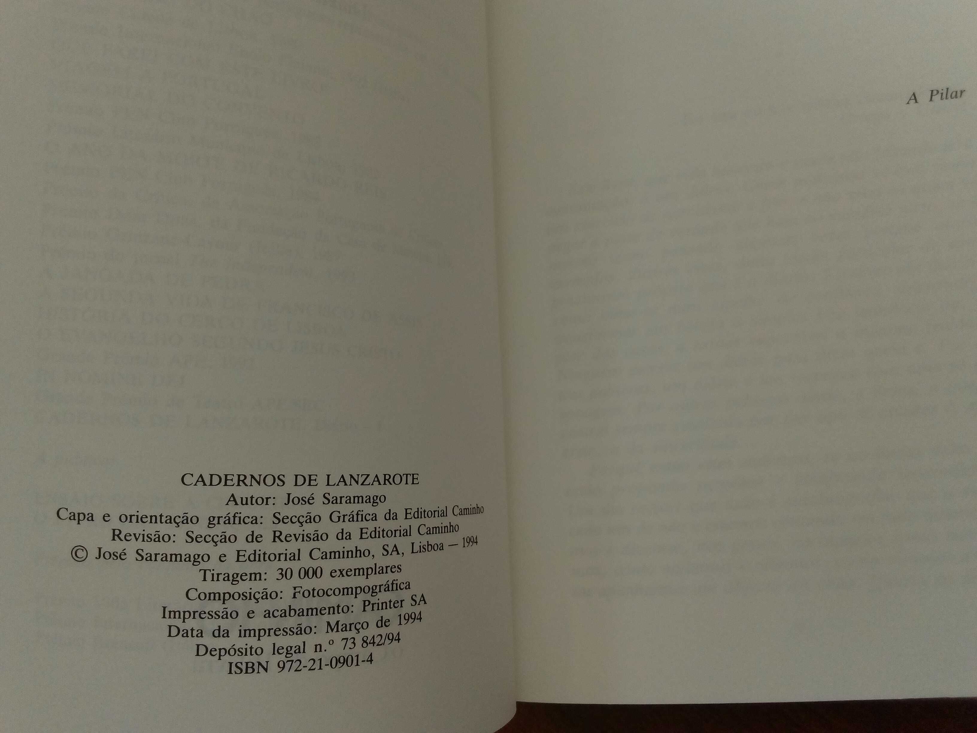 José Saramago - Cadernos de Lanzarote, diário I [1.ª ed.]