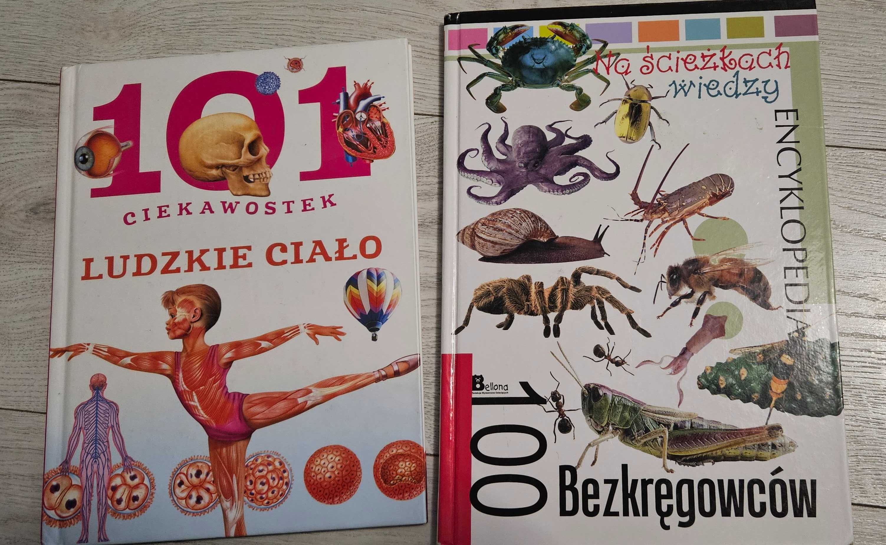 Książki " 101 ciekawostek; ludzkie ciało" i "100 bezkręgowców"