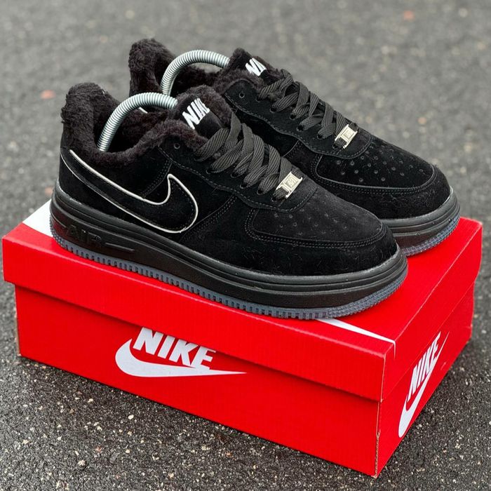 Чоловічі зимні кросівкі Nike air force, стильні, теплі, найк, замшеві