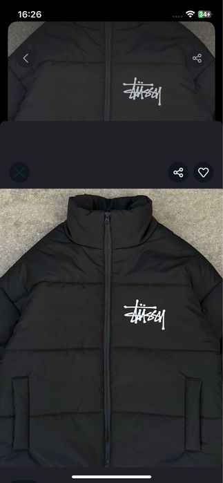Пуховик куртка Stussy чорний теплий для зими