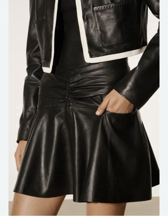 Zara спідниця чорна шкіряна