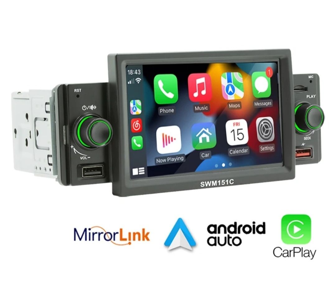 1Din Магнітола 5 дюймів, Carplay / Android Auto SWM151C