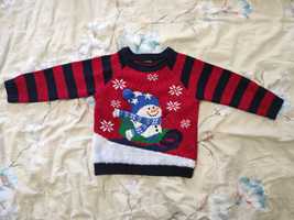 Новогодний свитер со снеговиком George на 1 - 1,5 года, 80 - 86 см