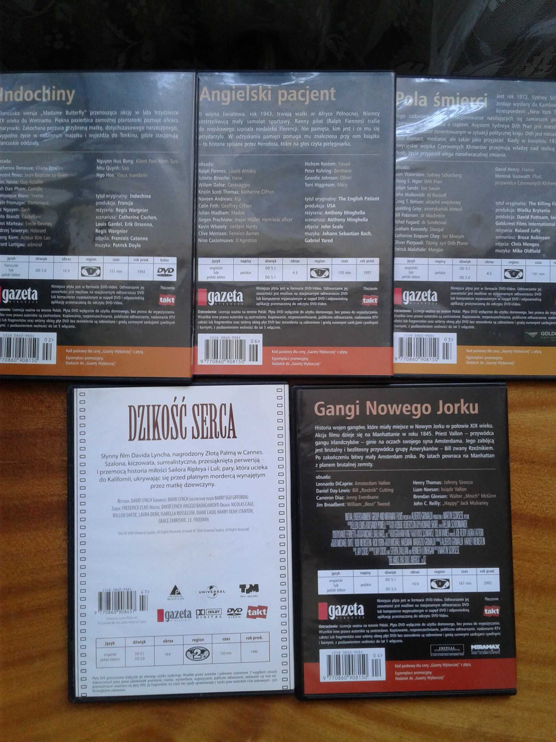 Gra, Dzikość serca, Indochiny, Angielski pacjent, Urodzony 4 lipca DVD