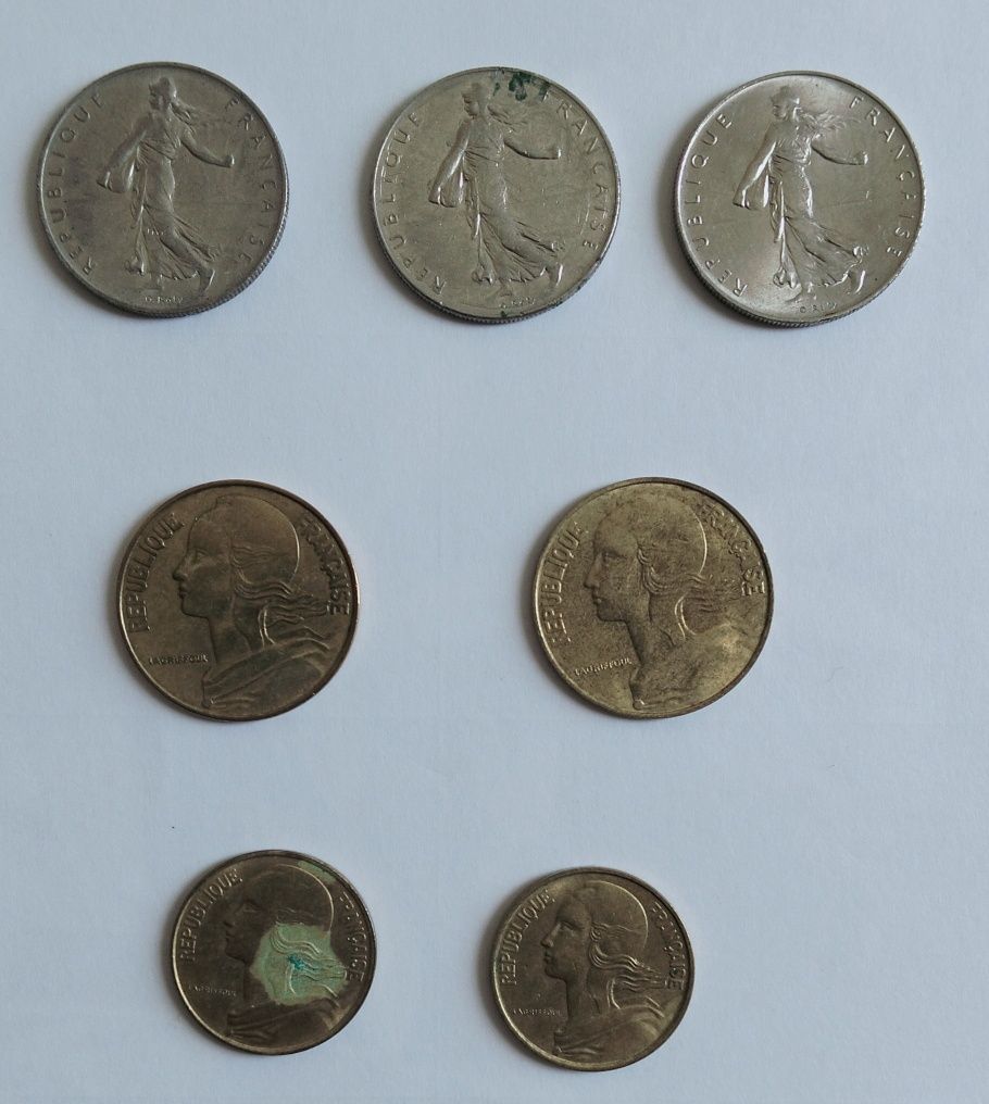 Conjunto 7 moedas antigas França