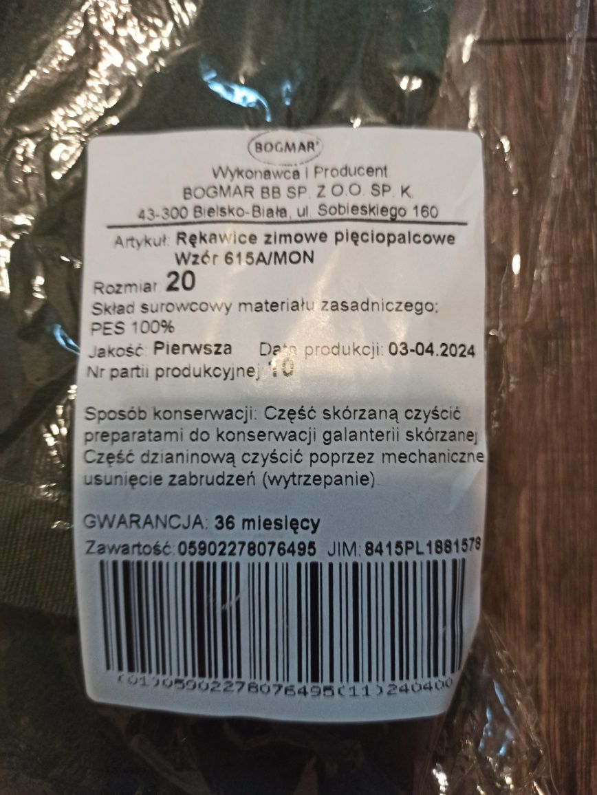 Rękawice zimowe pięciopalczaste wzór 615A/MON