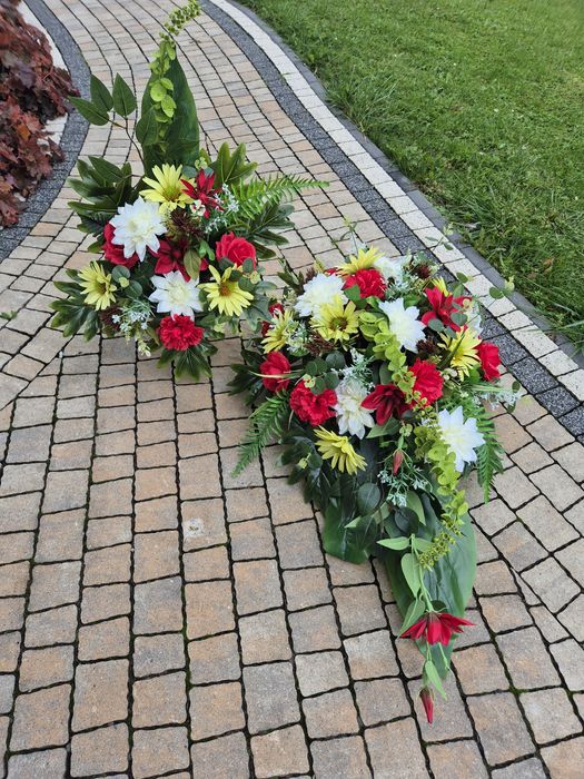 Duży stroik na grób komplet nagrobny kwiaty wszystkich świętych