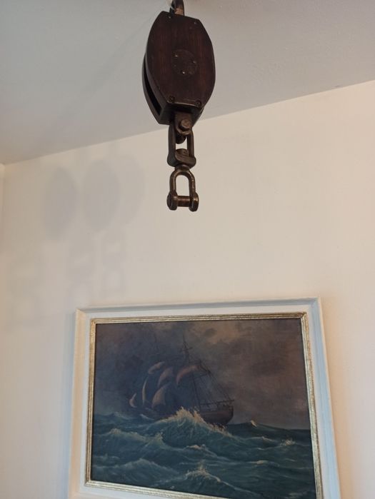 Duży Bloczek okrętowy, drewniany, żeglarski. Marynistyka