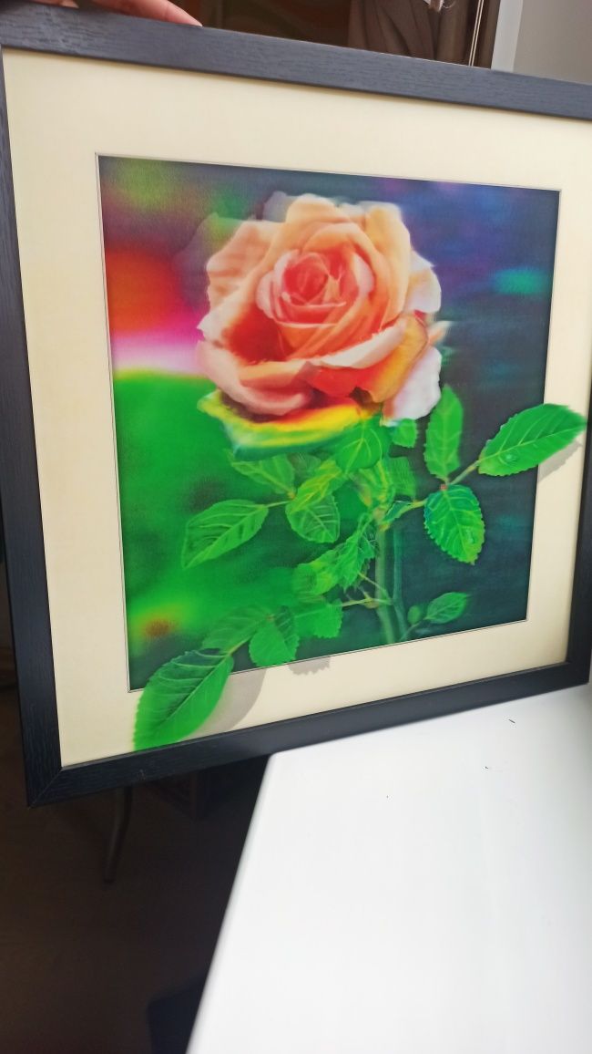 Картина роза 3Д в рамке 45 на 45 см